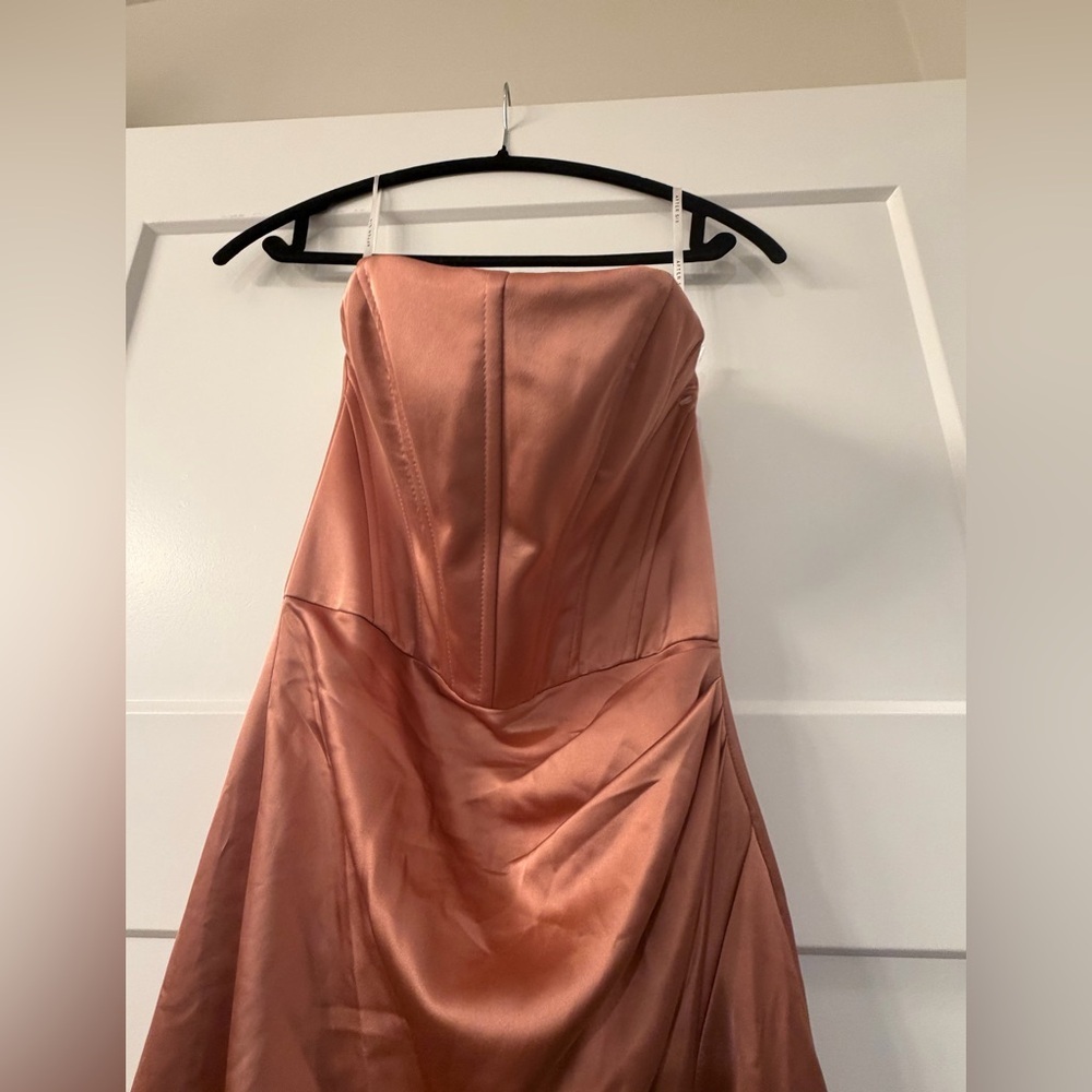 New After Six Corset Strapless Charmeuse Gown in color Copper Penny - Picture 11 of 11